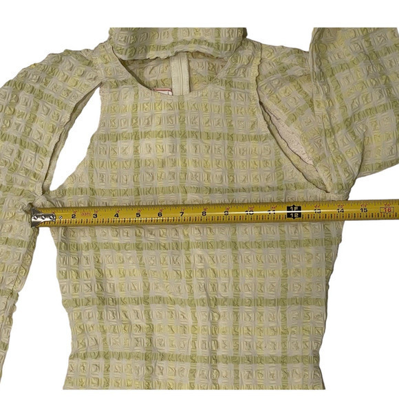 Nanushka Revolve Kali Mini‎ Dress Seersucker Bodycon Yellow Size Small - Picture 8 of 15